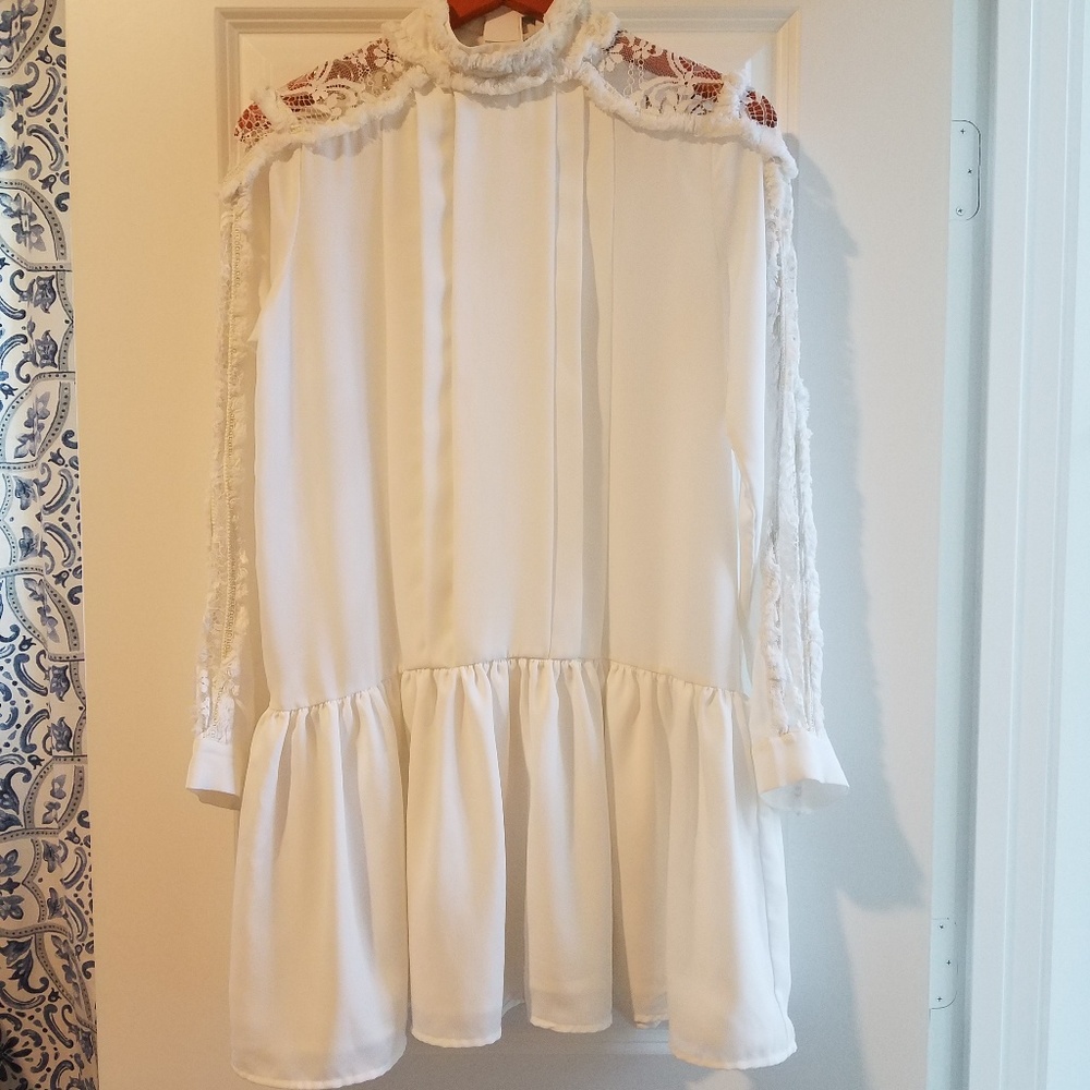 Endless Rose Ivory Drop-Waist LACE/FRINGE Dress-S